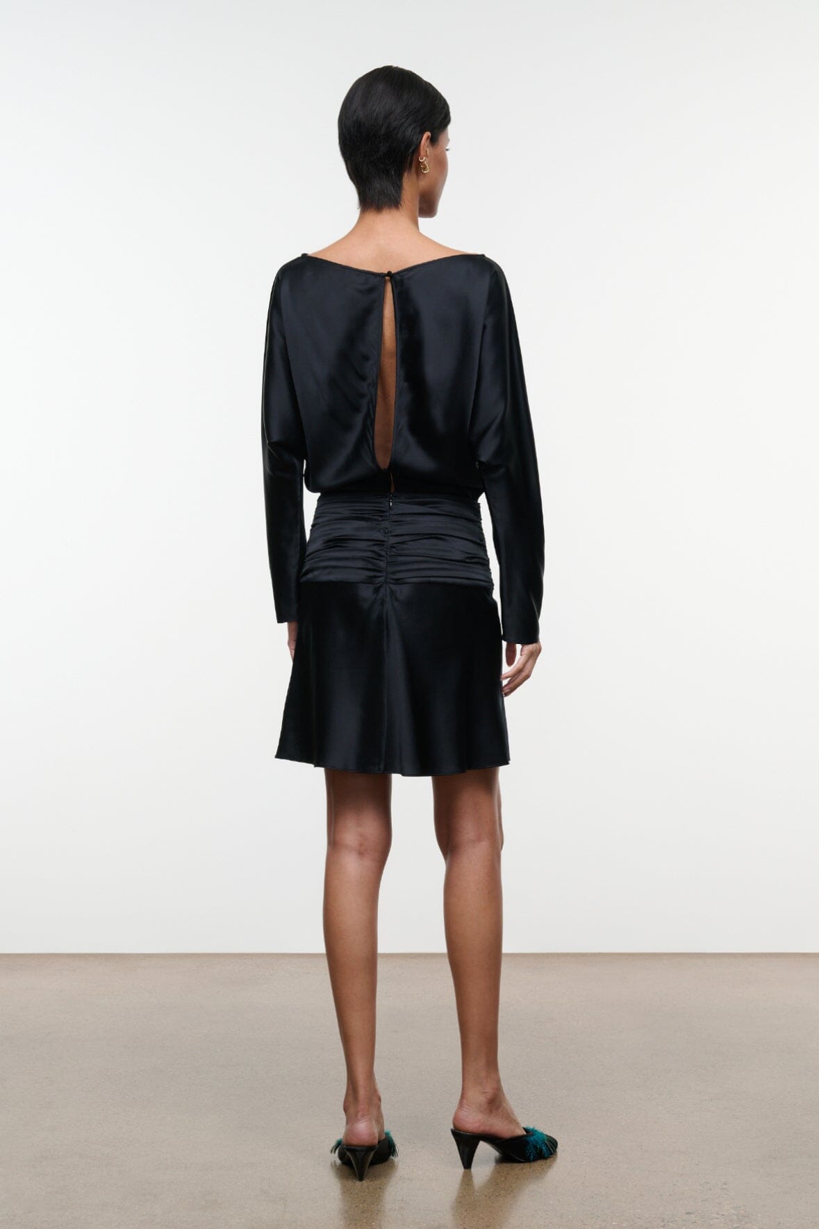 FREDA SILK MINI DRESS | BLACK