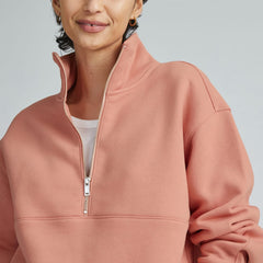 The ReTrack Half-Zip Sweatshirt | Light Rose