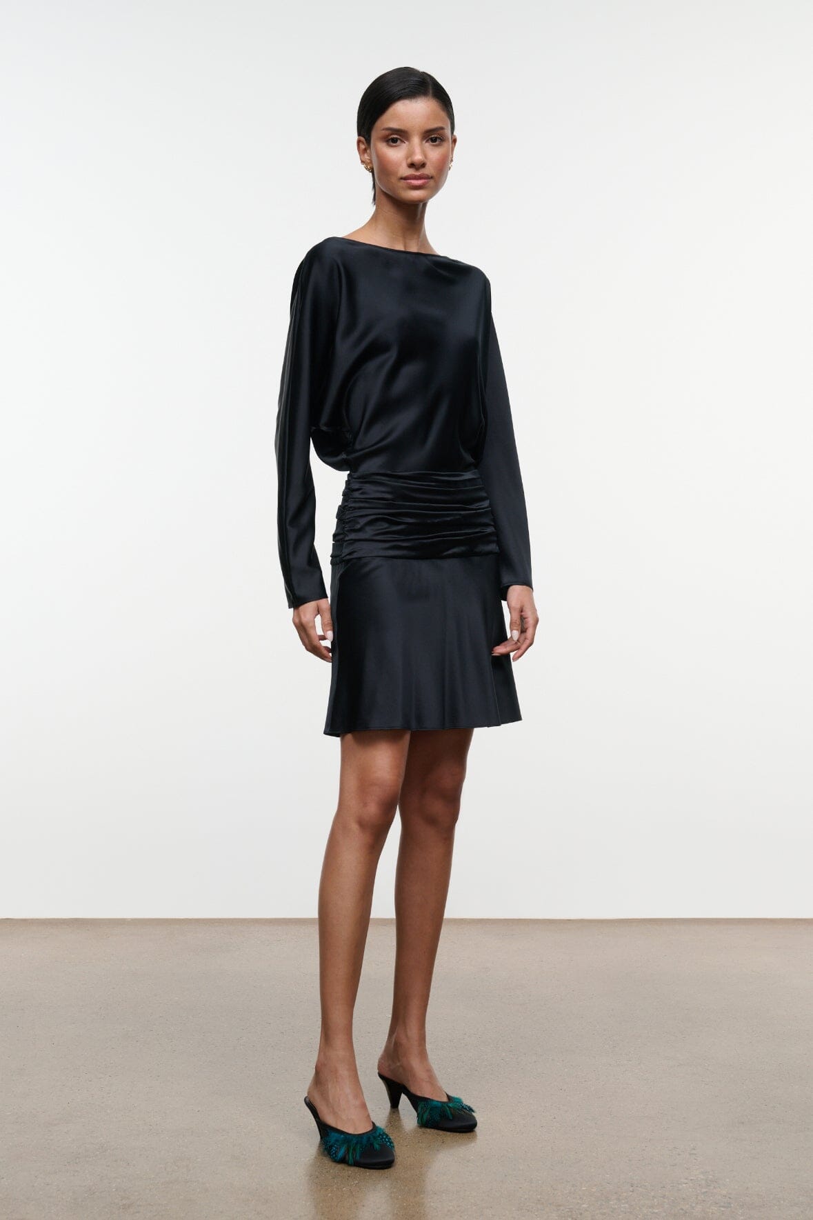 FREDA SILK MINI DRESS | BLACK