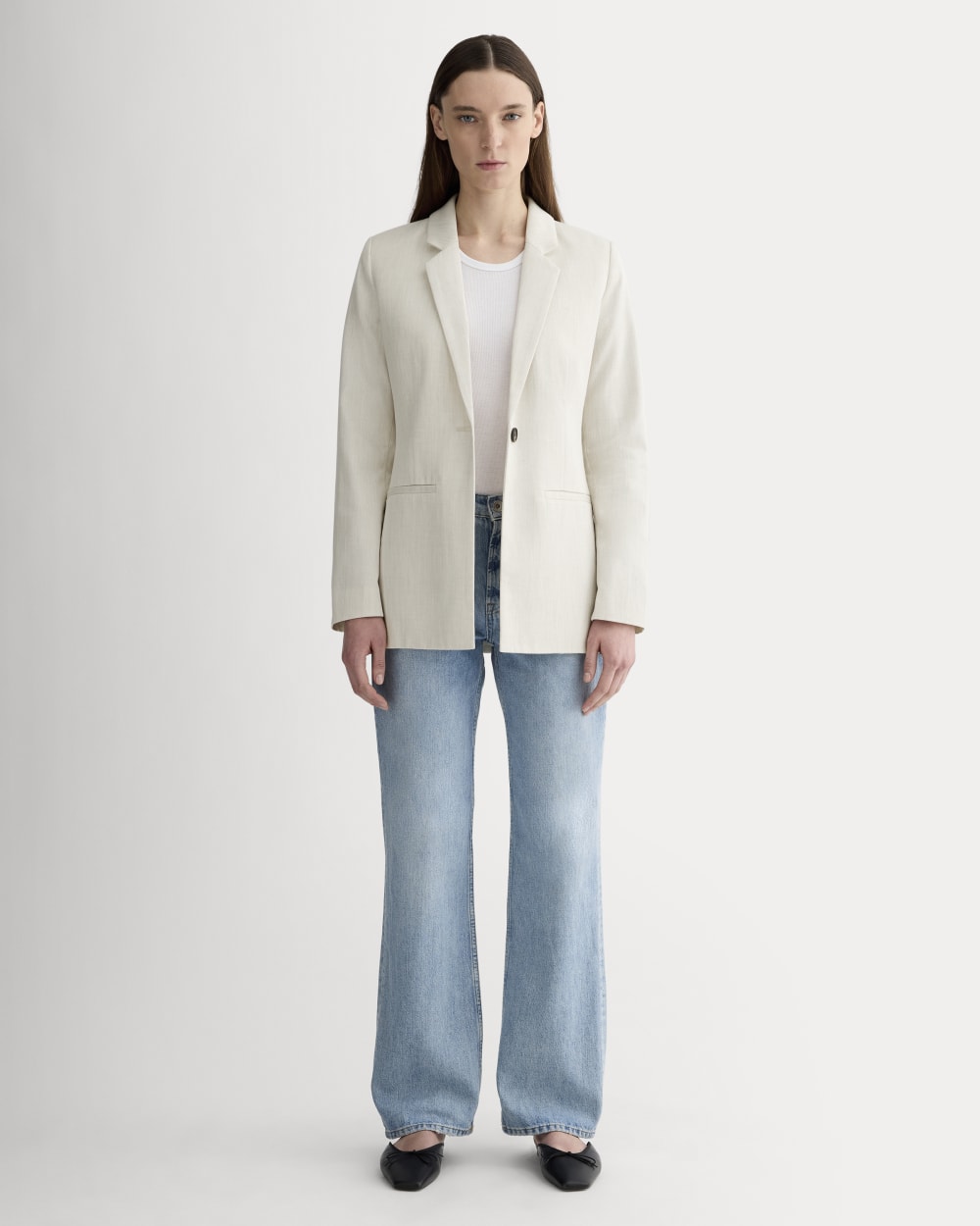 The Relaxed Blazer in Buttersmooth | Heathered Oat