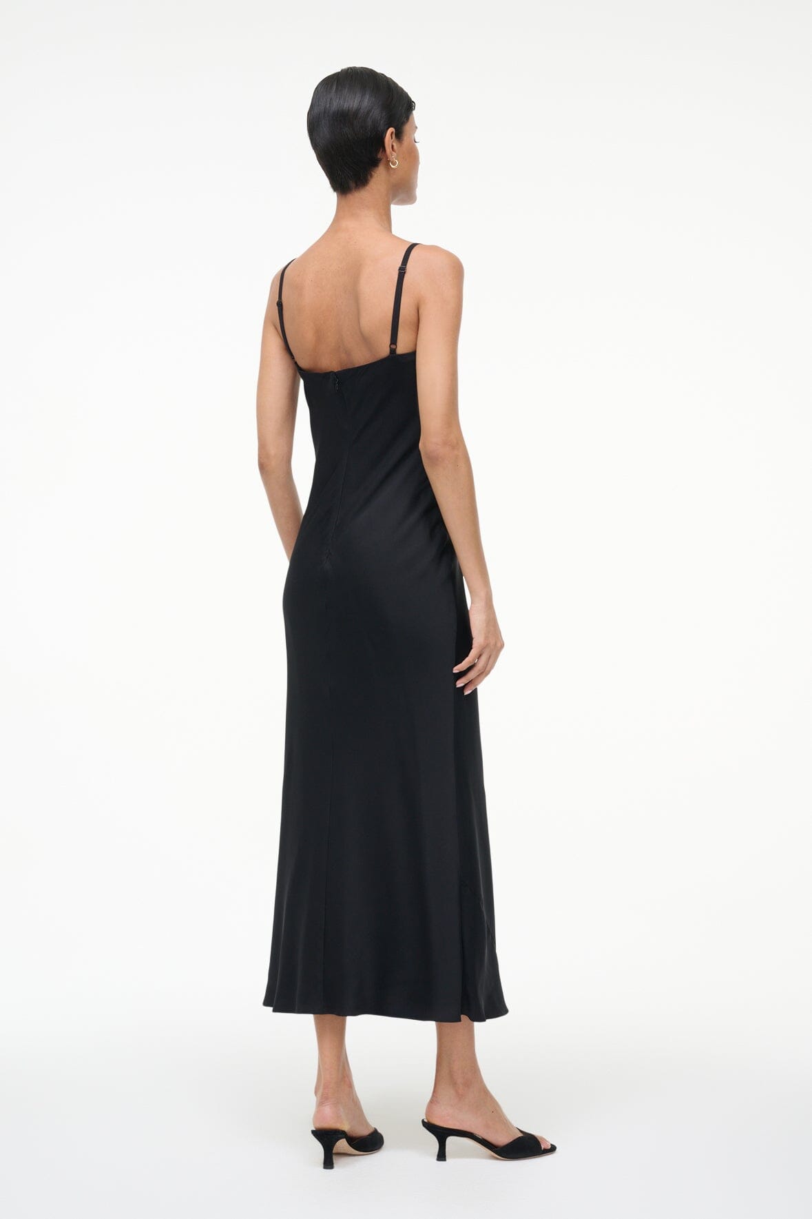 EVANGELINE SILK MIDI DRESS | BLACK