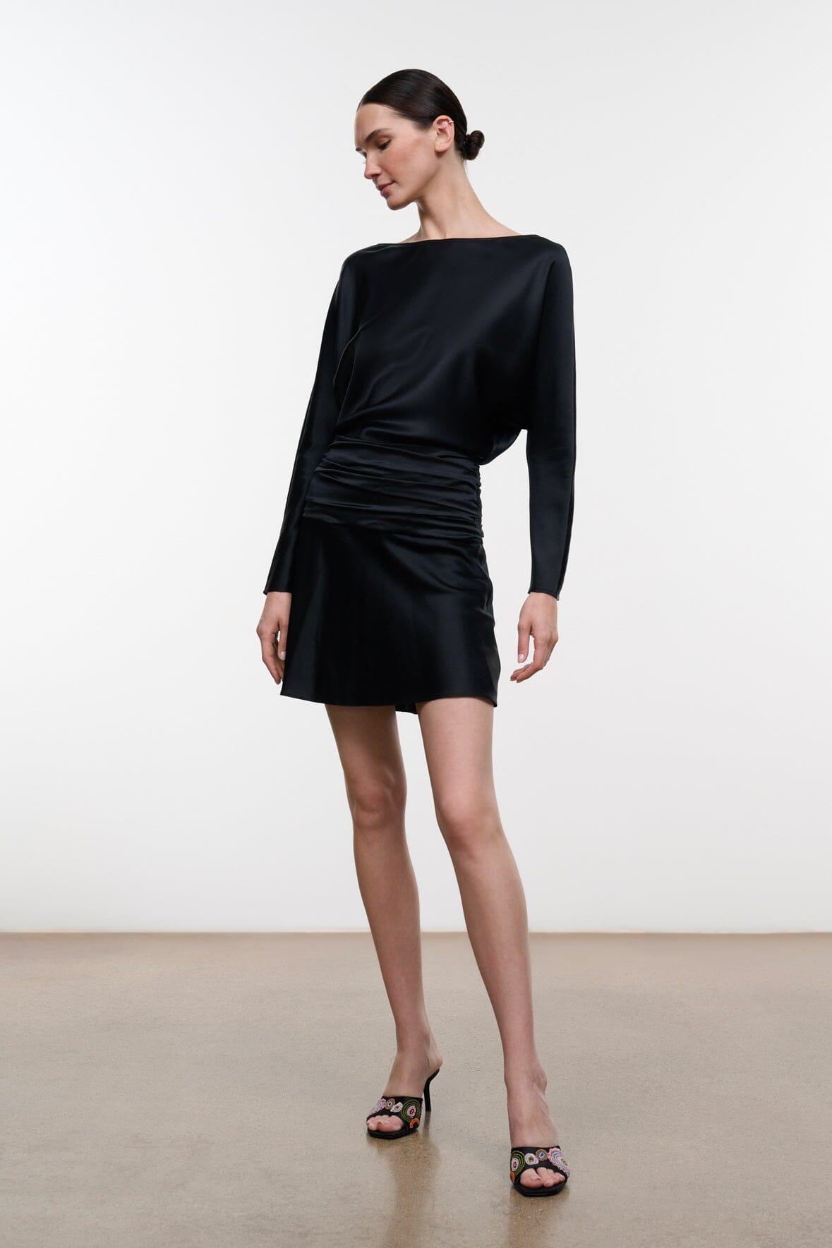 FREDA SILK MINI DRESS | BLACK