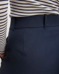 The Structured Cotton A-Line Skirt | Navy