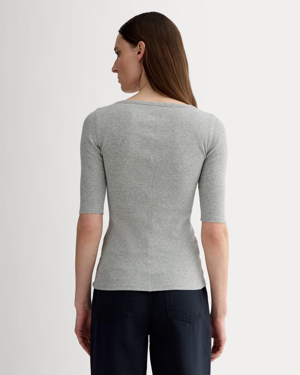 The Luxe Rib Scoop-Neck Tee | Heathered Grey