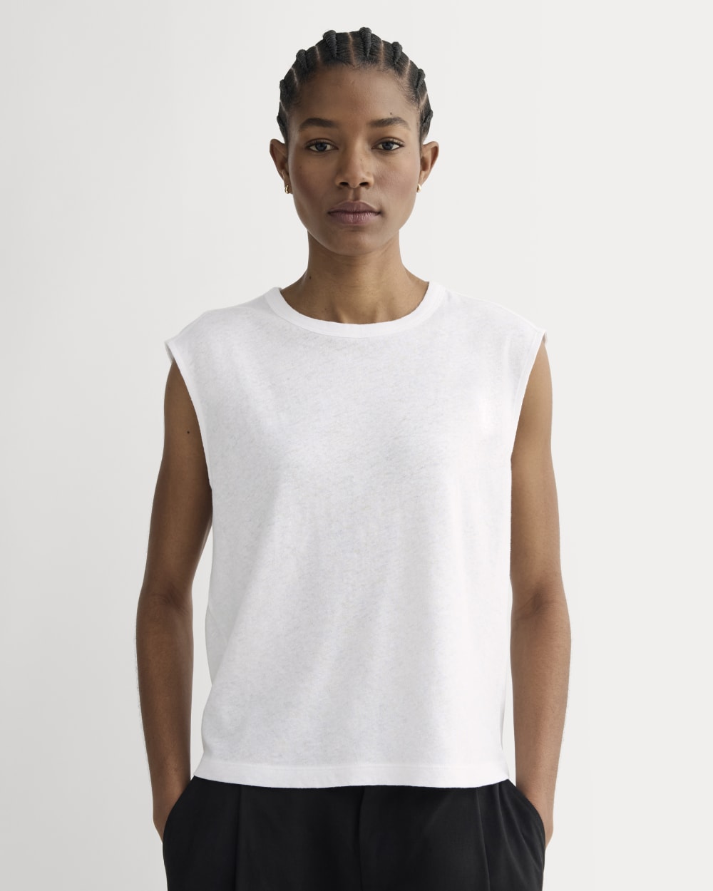 The Muscle Tee in Cotton Linen | White
