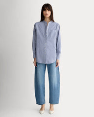 The Oversized Shirt in Ultrasoft Cotton | Bone / Mazarine Blue