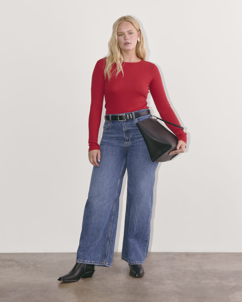 The Luxe Rib Long-Sleeve Crew | Berry Red