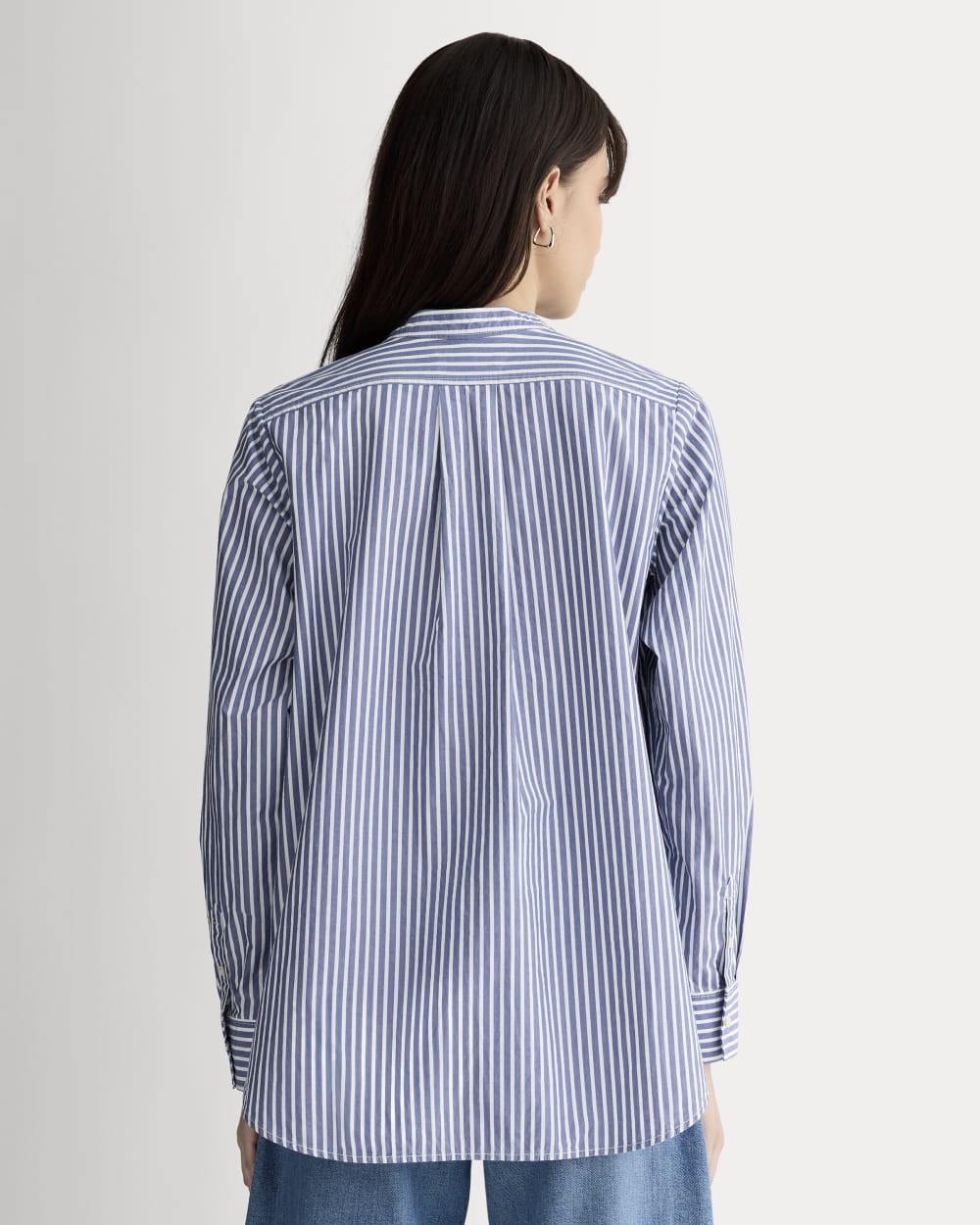 The Oversized Shirt in Ultrasoft Cotton | Bone / Mazarine Blue