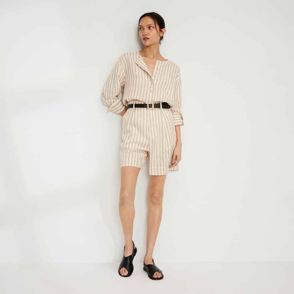 The Linen Popover Shirt | Bone / Caramel