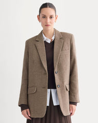 The Oversized Blazer in Wool | Brown Houndstooth