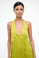 LAURIE DRESS | CHARTREUSE PLISSE