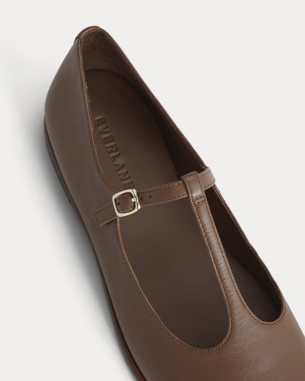 The Leather T-Strap Flat | Rum