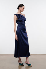 PHARE SILK DRESS | NAVY