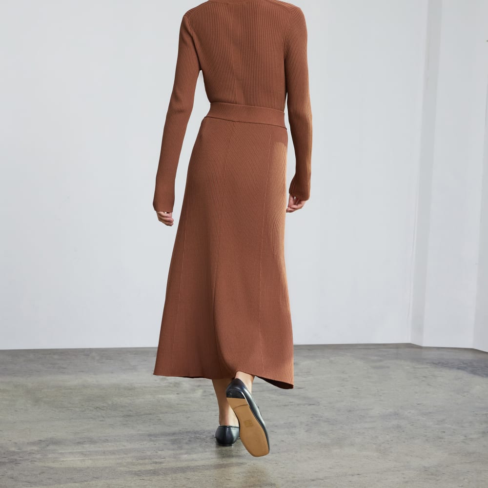 The Ribbed Knit Skirt | Cocoa Brown