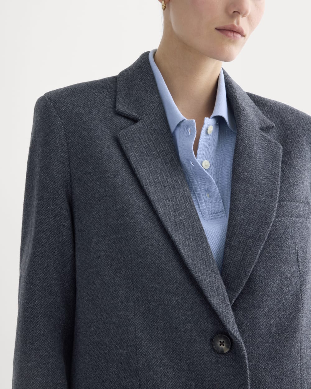 The Oversized Blazer in Wool | Navy Herringbone