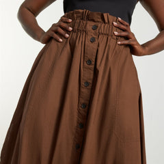 The Easy Button-Front Skirt | Espresso