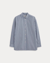 The Boyfriend Shirt in Ultrasoft Cotton | Bone / Mazarine Blue