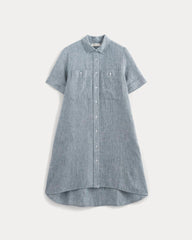 The Daytripper Dress in Linen | White / Blue