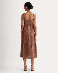 The Gauze Tiered Dress | Carob Brown / Black