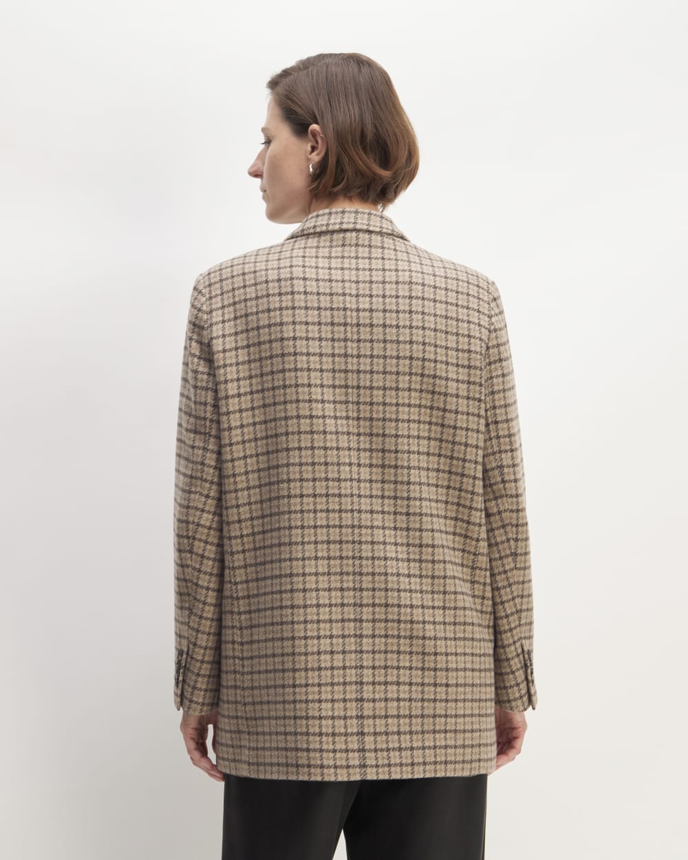 The ReWool® Double-Breasted Blazer | Beige Houndstooth