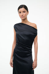 MAXI PHARE SILK DRESS | BLACK