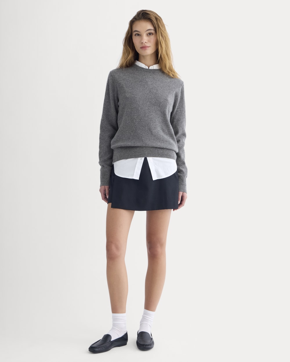 Cashmere Slim Crew Sweater | Heather Charcoal