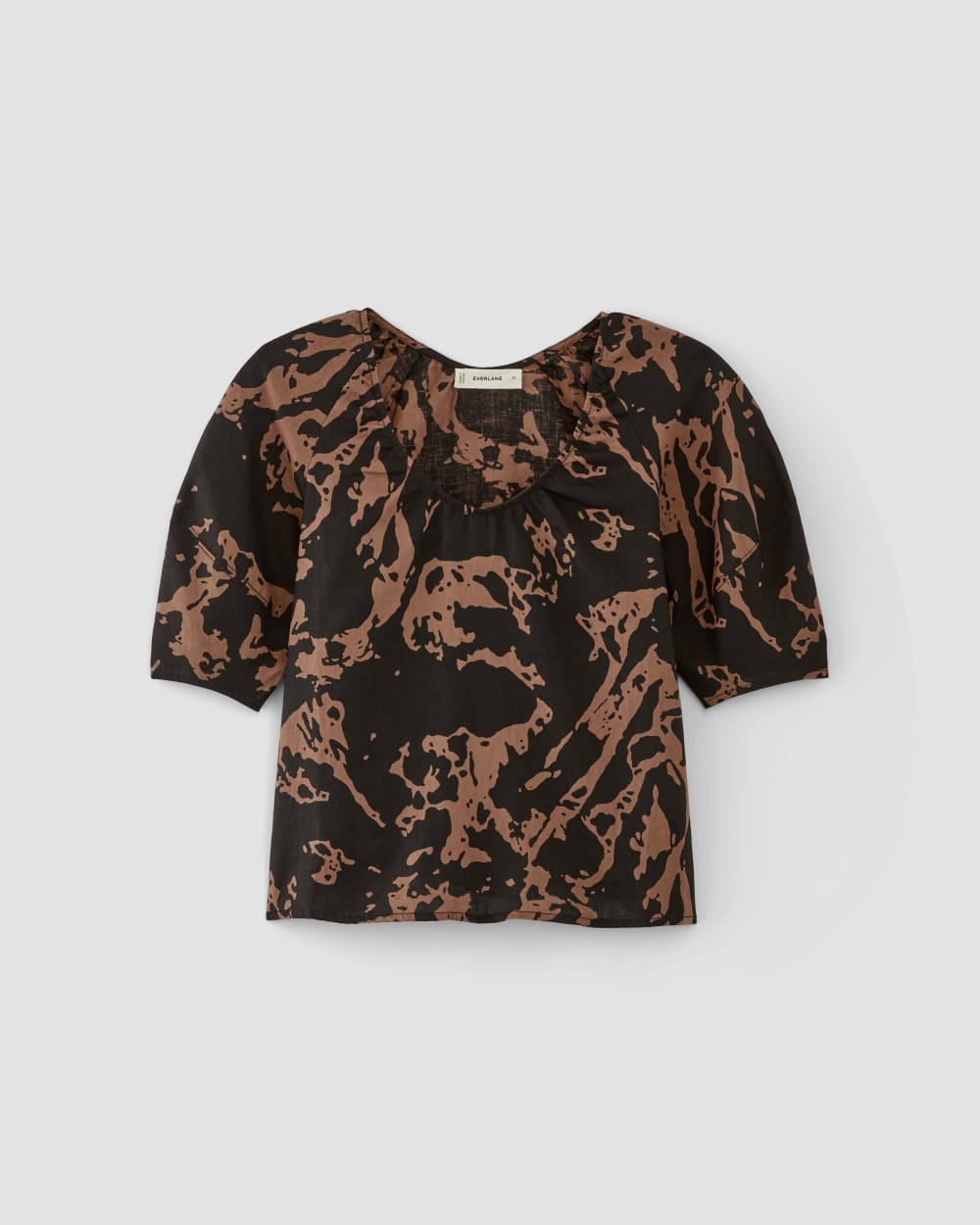 The Scoop Top in Linen | Carob Brown Abstract