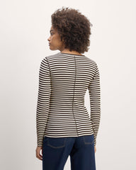 The Luxe Rib Long-Sleeve Crew | Bone / Black