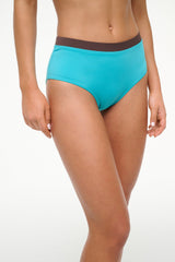 DEVON HIGH RISE BIKINI BOTTOM | TEAL DARK CHOCOLATE