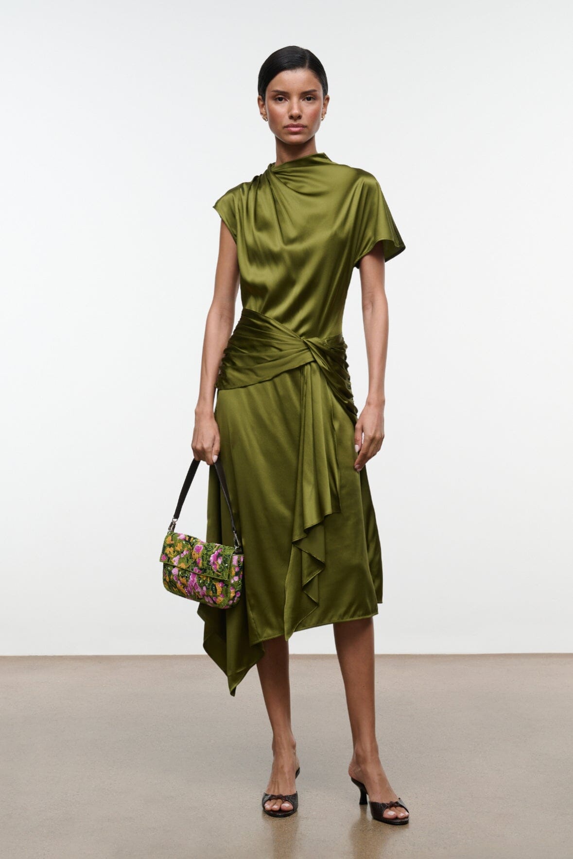 DAVINA SILK DRESS | PEAR
