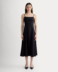 The Seamed Dress in Stretch Linen | Black