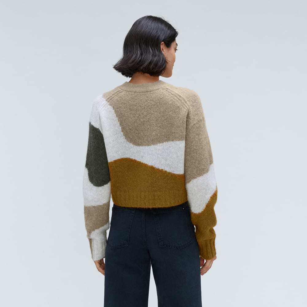 The Alpaca V-Neck Cropped Cardigan | Neutral Camo