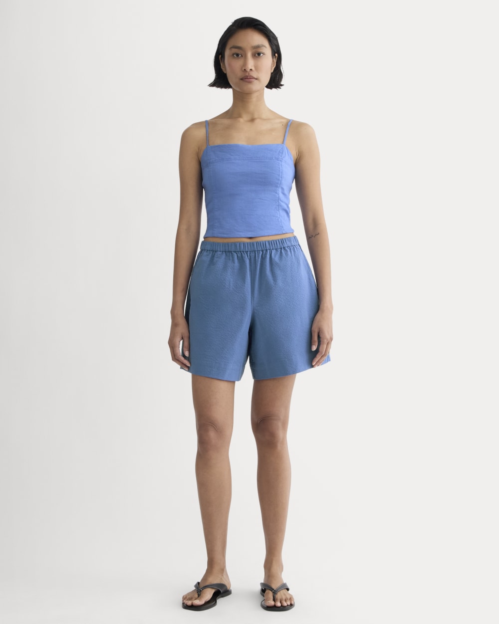 The Seersucker Pull-On Short | Soft Cobalt