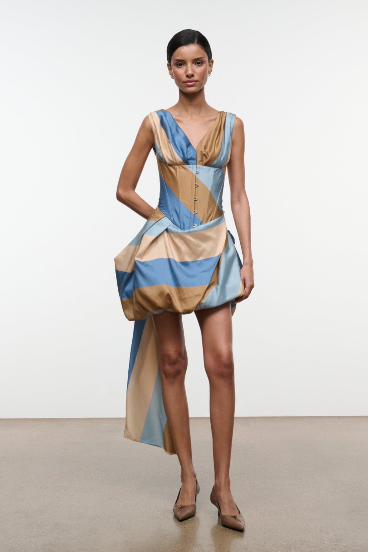 FABIANNE SILK MINI DRESS | DESERT STRIPE