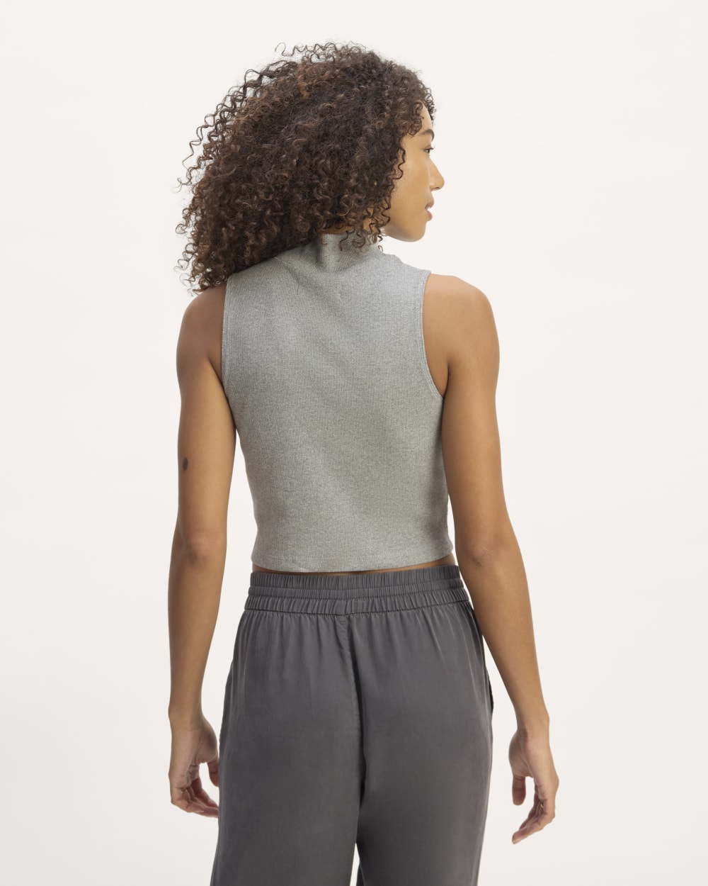 The Ribbed Mockneck Tank | Mid Heather Grey
