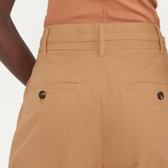 The Poplin Pleated Taper Pant | Caramel