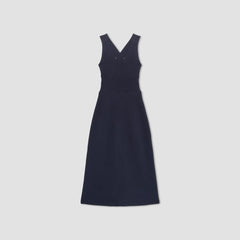 The Ribbed Cotton Cross-Back Dress | Navy