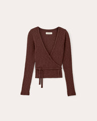 The Cozy Rib Wrap Top | Dark Mahogany