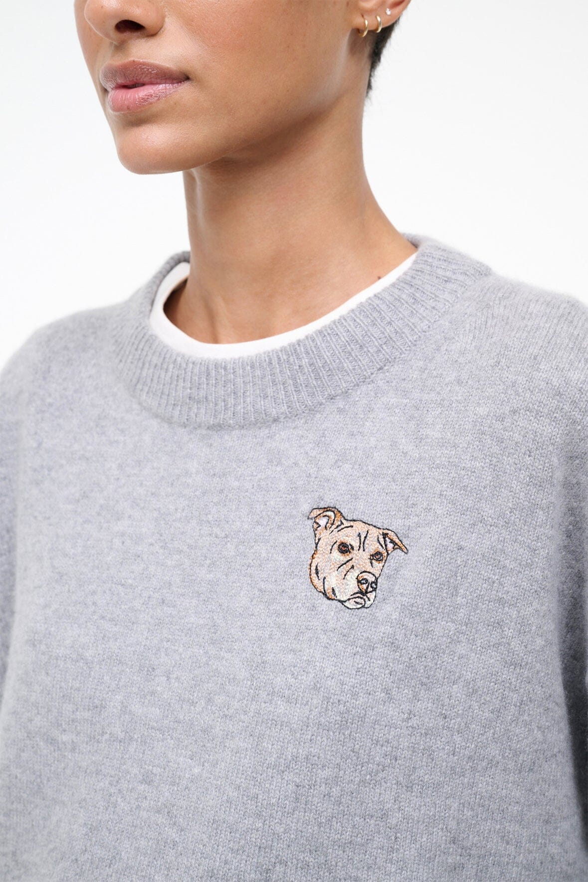 Custom STAUD x C.Bonz Serrano Cashmere Sweater | Heather Grey