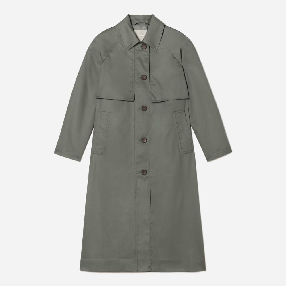 The Long Mac Coat | Pewter Green