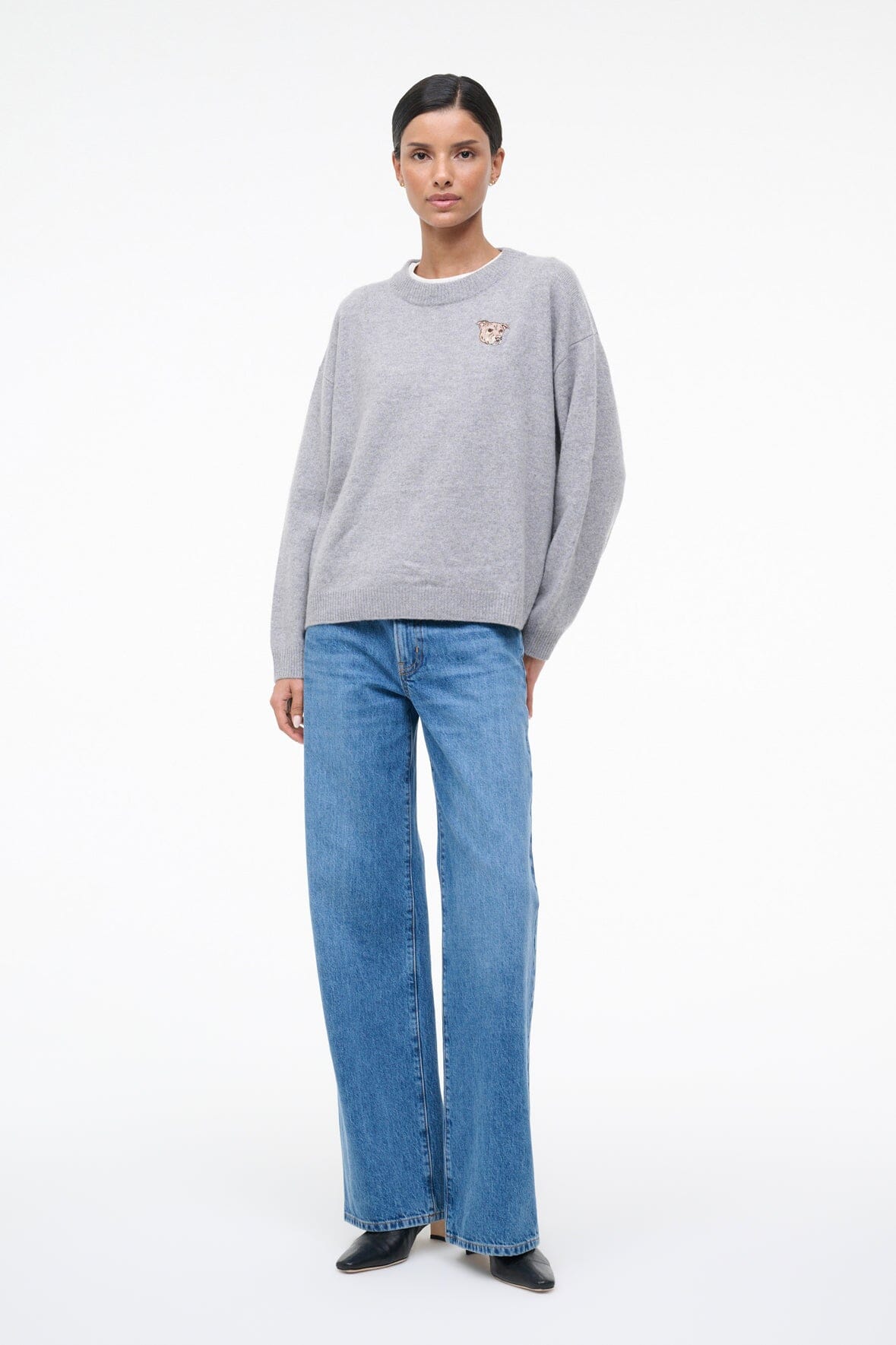 Custom STAUD x C.Bonz Serrano Cashmere Sweater | Heather Grey