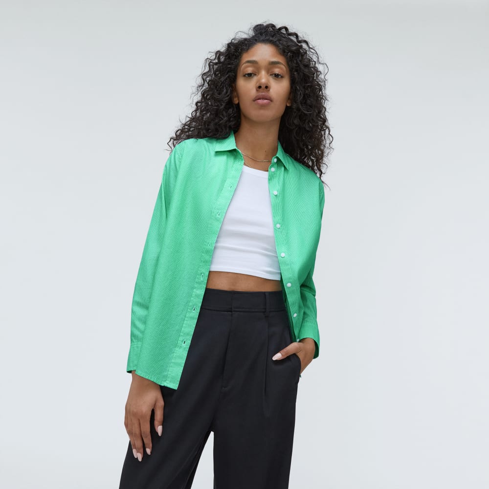 The Must-Have Shirt in Silky Cotton | Bright Jade / White