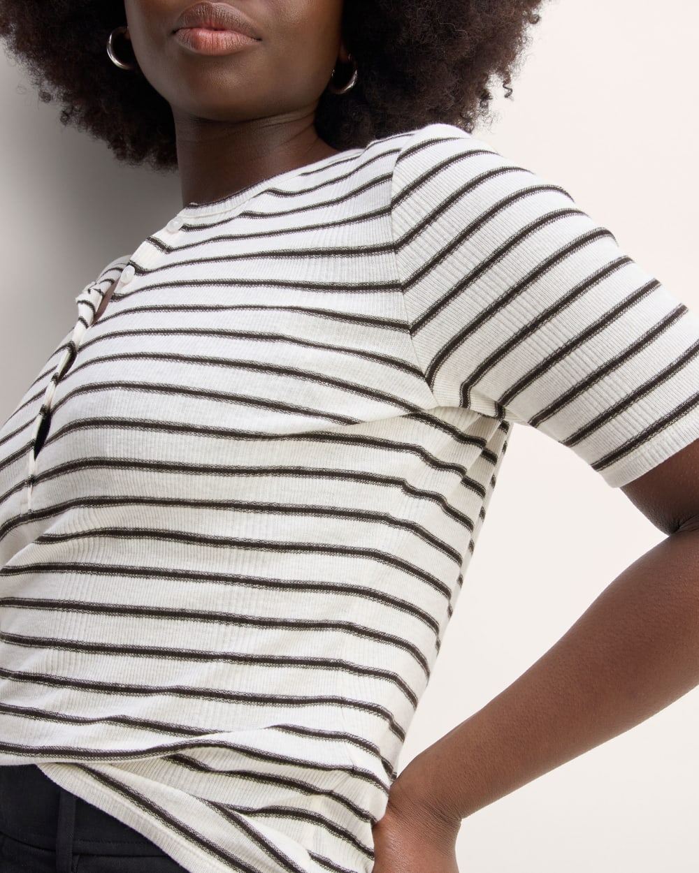 The Vintage Rib Henley | Bone / Black