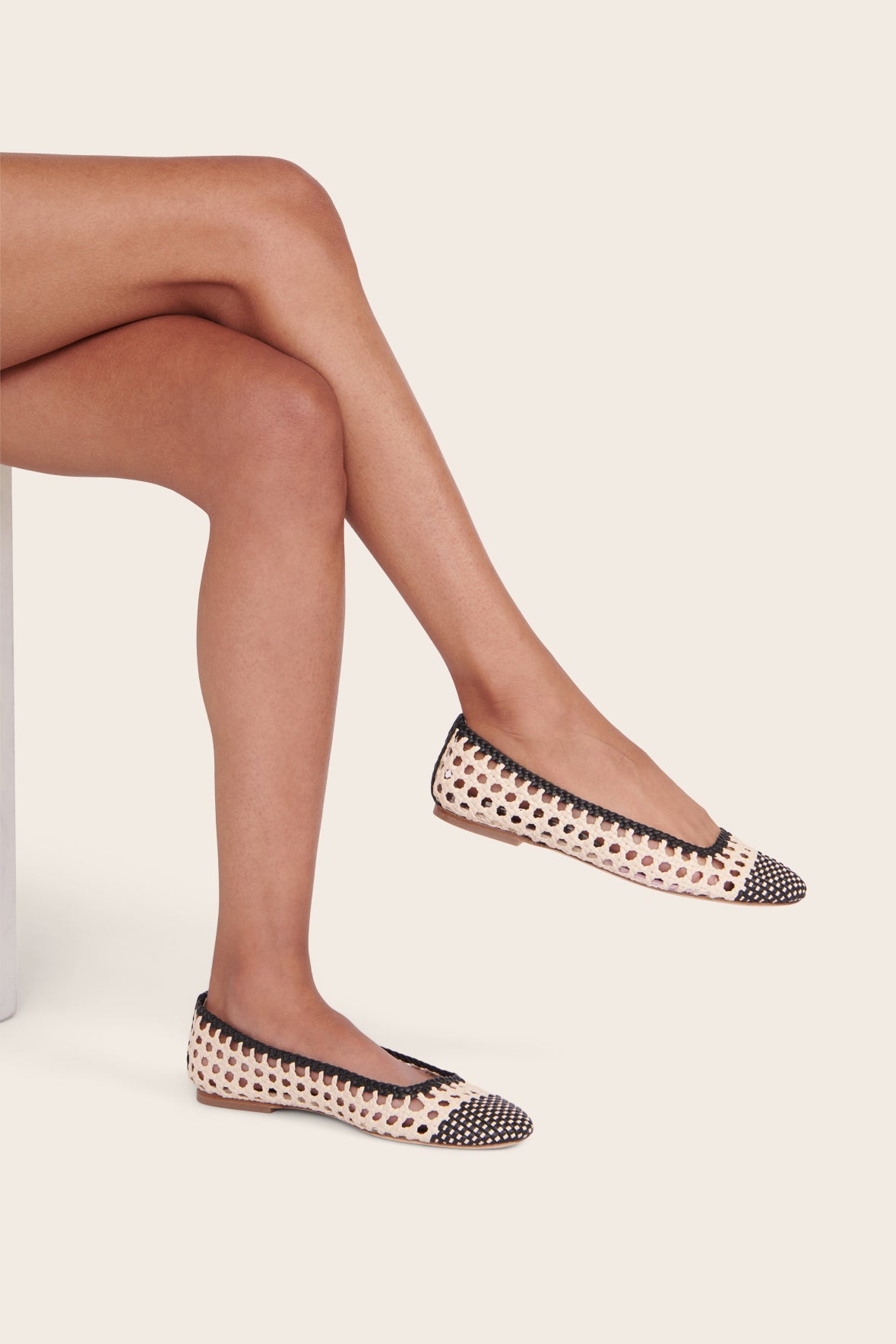 Nell Crochet Ballerina | Cream Black