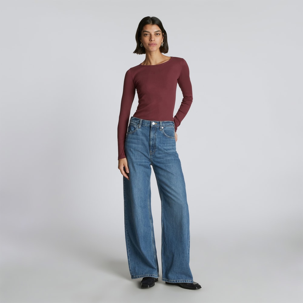 The Pima Micro-Rib Long-Sleeve Crew | Brandy