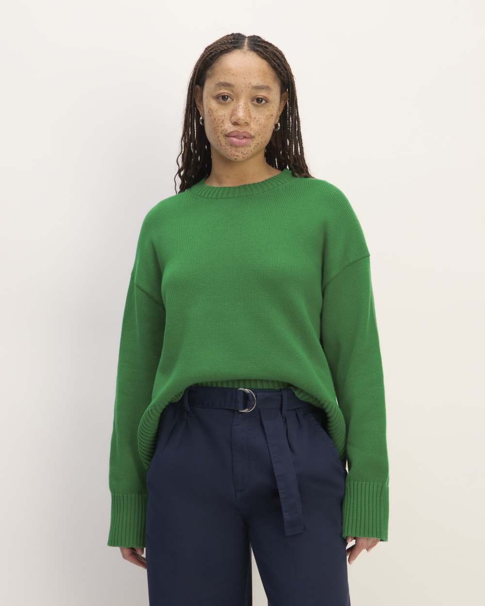 The Boxy Sweater in Everyday Cotton | Grass Green