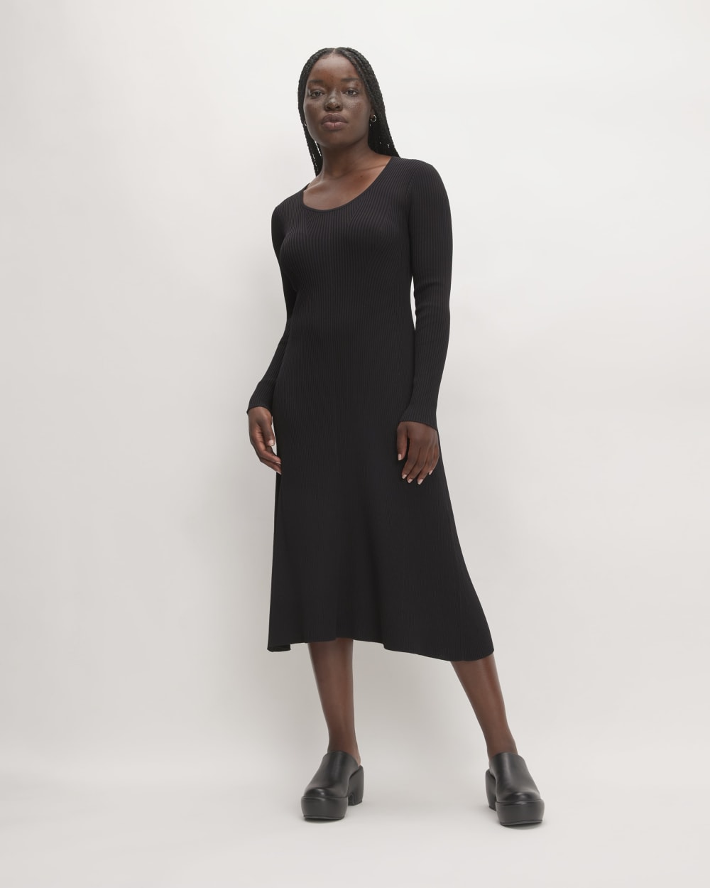 The Ribbed Scoopneck Dress | Black