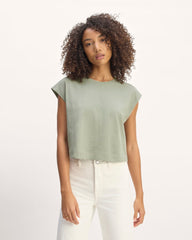The Muscle Cropped Tee in Essential Cotton | Sage Green