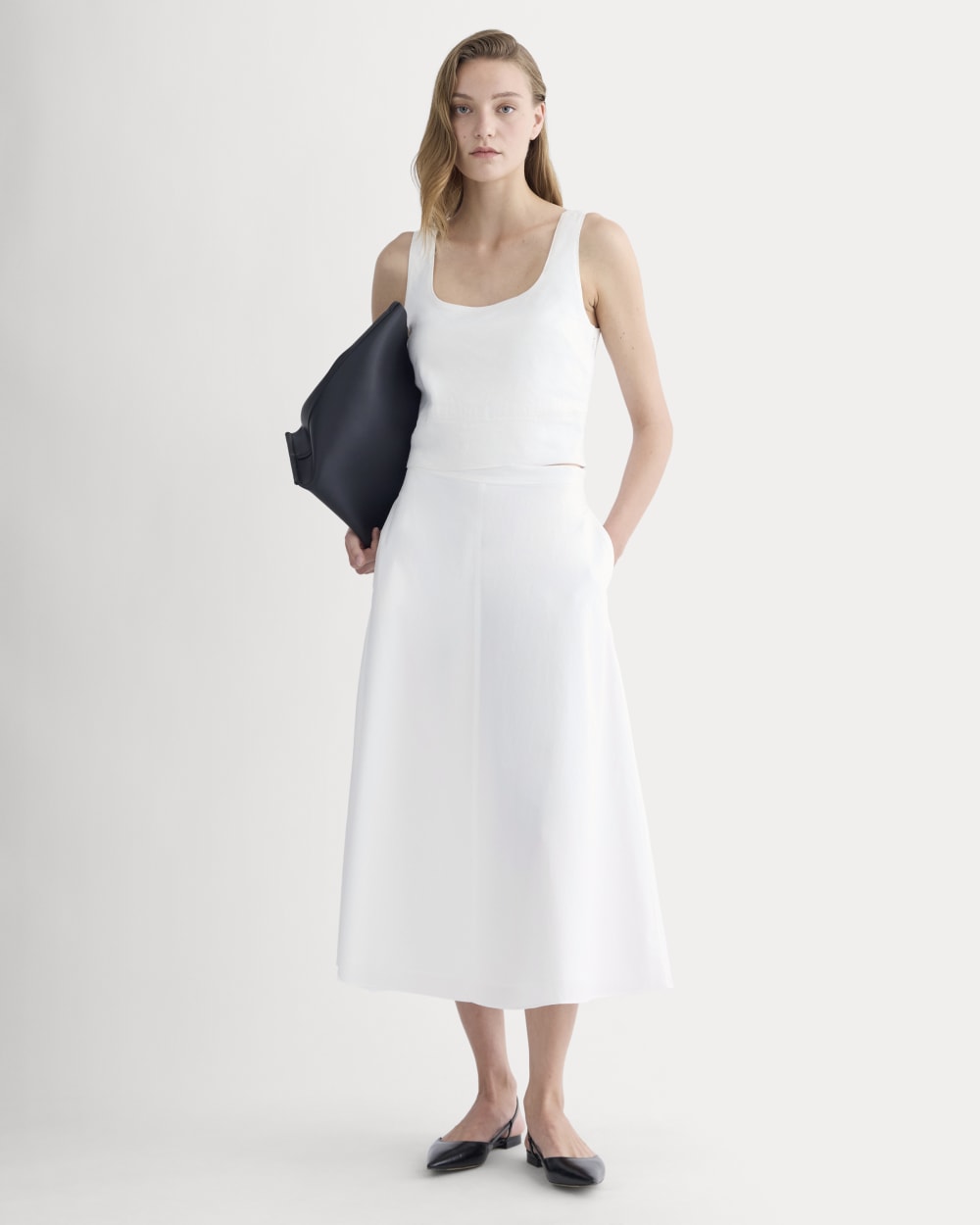 The Square Tank in Stretch Linen | White