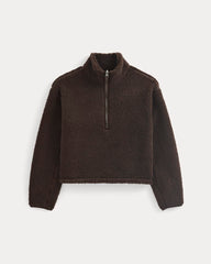 Reversible Teddy Half-Zip Pullover | Coffee Bean
